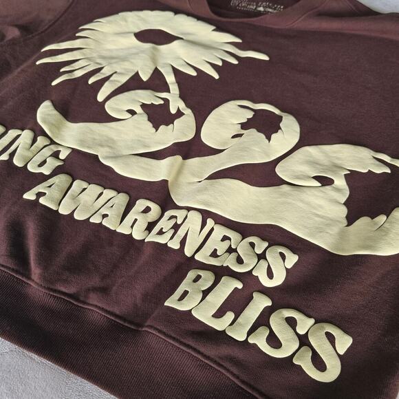 Cactus Plant Flea Market Being Awareness Bliss Sweatshirt Brown Sz S Made in USA - Picture 5 of 11